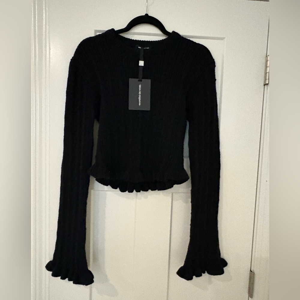 Maniere De Voir Black Ribbed sweater